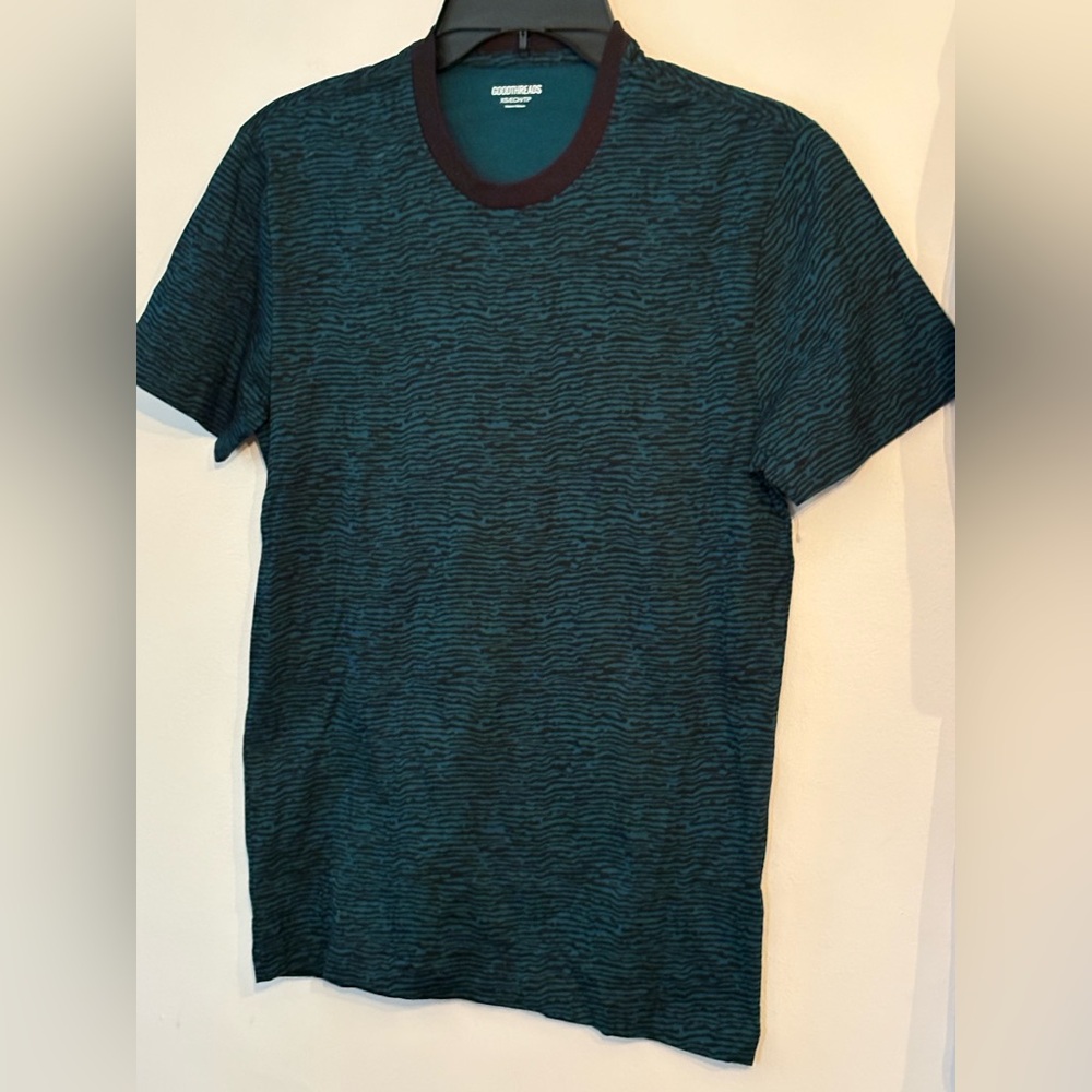 Goodthreads Men's Teal Striped Short Sleeve Tee